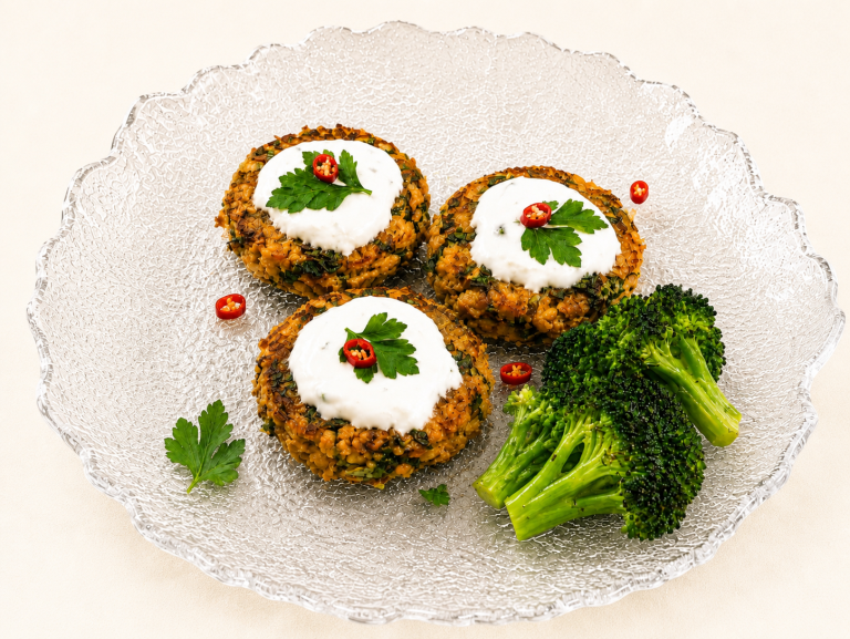 Carrot Fritters with Broccoli