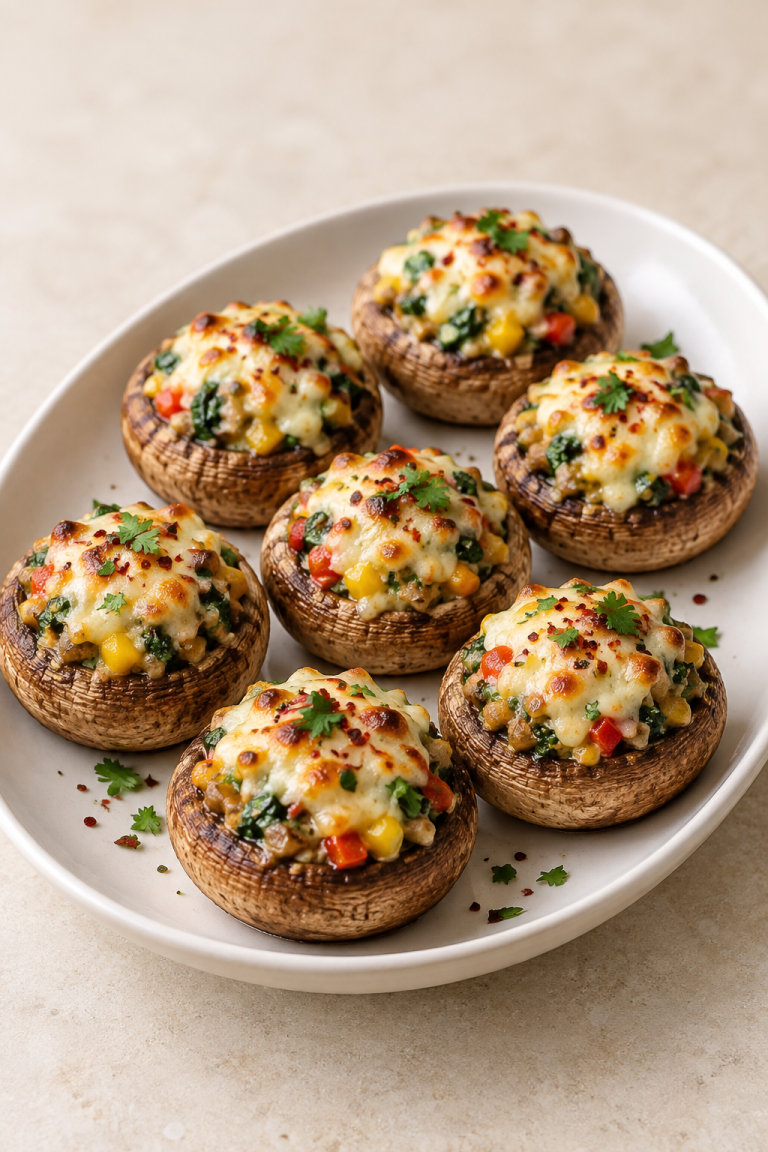 Three-Cheese Stuffed Mushrooms
